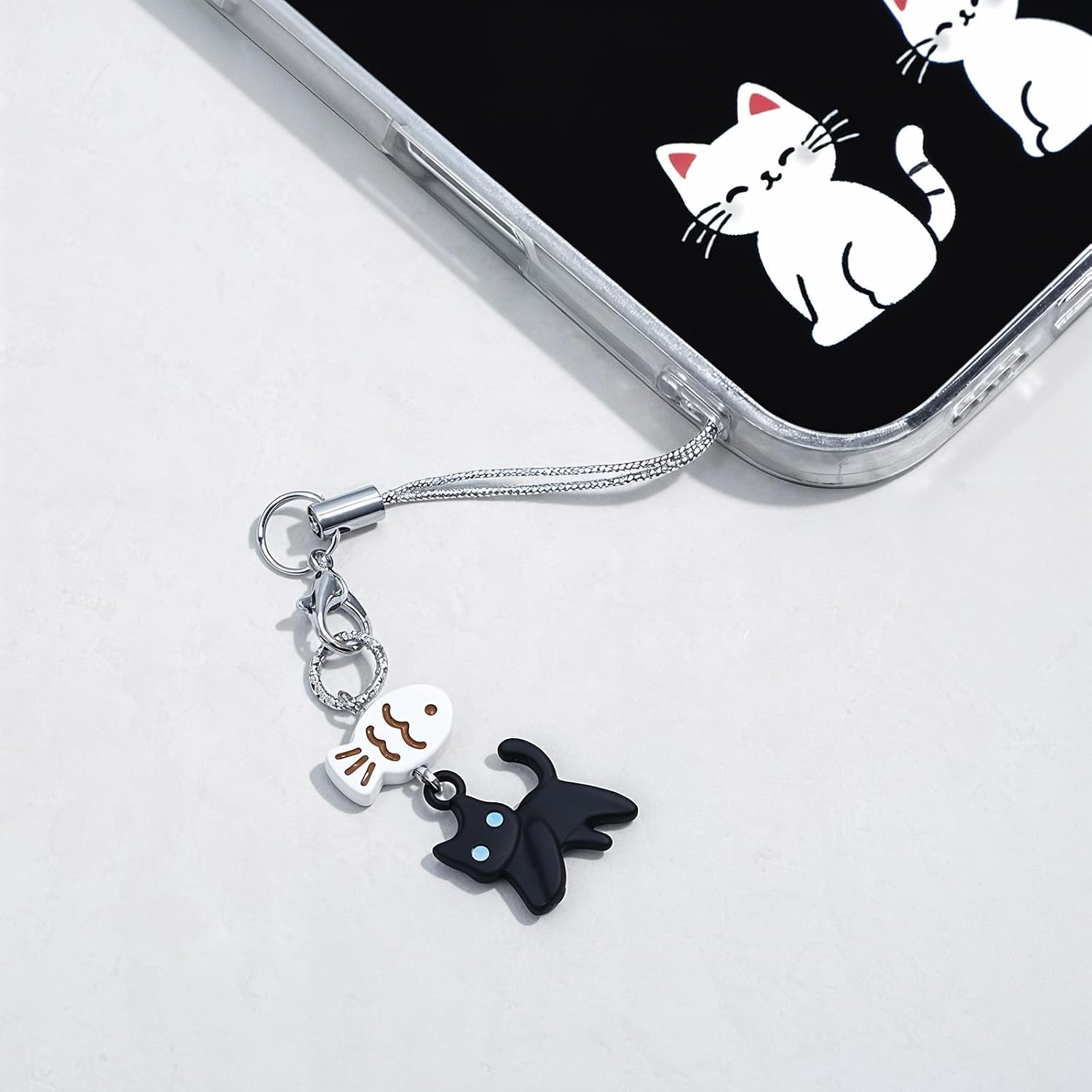 Ymapinc Mini Cat Phone Charm - Mini Cat Fish Bag Charms, Metal Kawaii Charm for Cell Case Matching Phone Pendant image 3