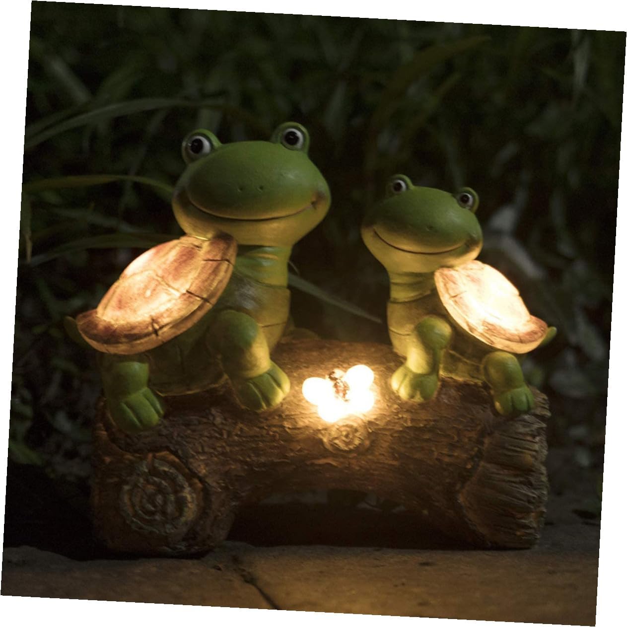 Lurrose Resin Turtle Solar Lamp Decorative Outdoor Garden Light Energy-Saving Animal Shape Landscape Lamp for Patio Lawn