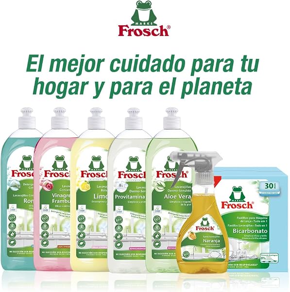Frosch Spray Lavavajillas Naranja 300ml - Limpiador Desengrasante Ecológico con Extractos Naturales - Elimina Grasa e Incrustaciones - 5