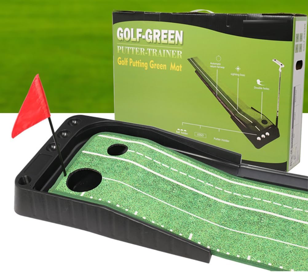 Putting Green Golf Mat with Putting Mat, Return, and Golf Balls – Outdoor & Indoor Putting Green Putting Aid,40 * 214cm