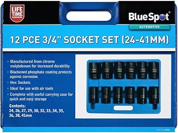 Blue Spot Tools 12 PCE 3/4" Impact Socket Set 24-41mm