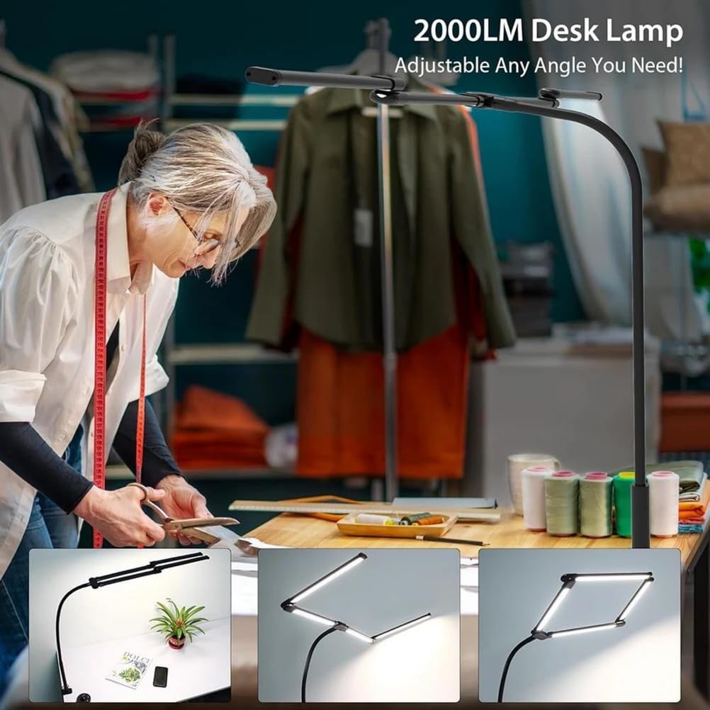 Lampe De Bureau À Pince avec 4 Têtes LED pour Le Soin des Yeux