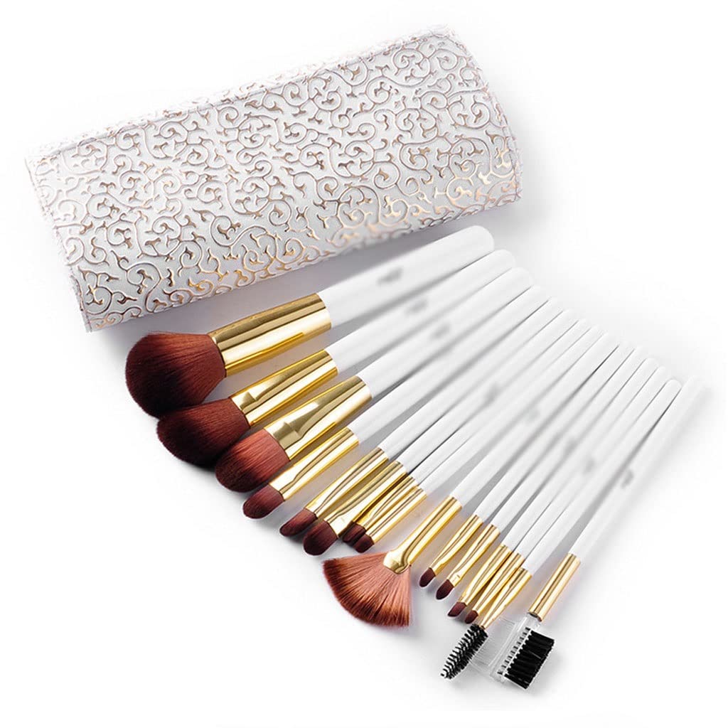 Ensemble Complet de 15 pinceaux de Maquillage Ensemble Complet d'outils de Maquillage Outils de Maquillage Blanc
