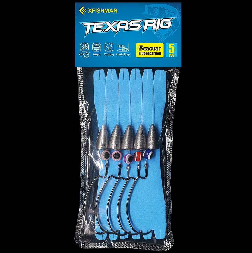 Texas-Rigs-for-Bass-Fishing-Leaders-with-Weights-Hooks-Rigged-Line-Kit : Sports & Outdoors