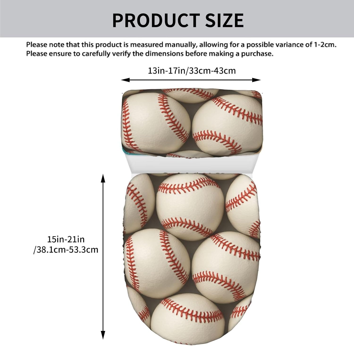 Toilet Lid Cover Set White Baseball Texture Pattern