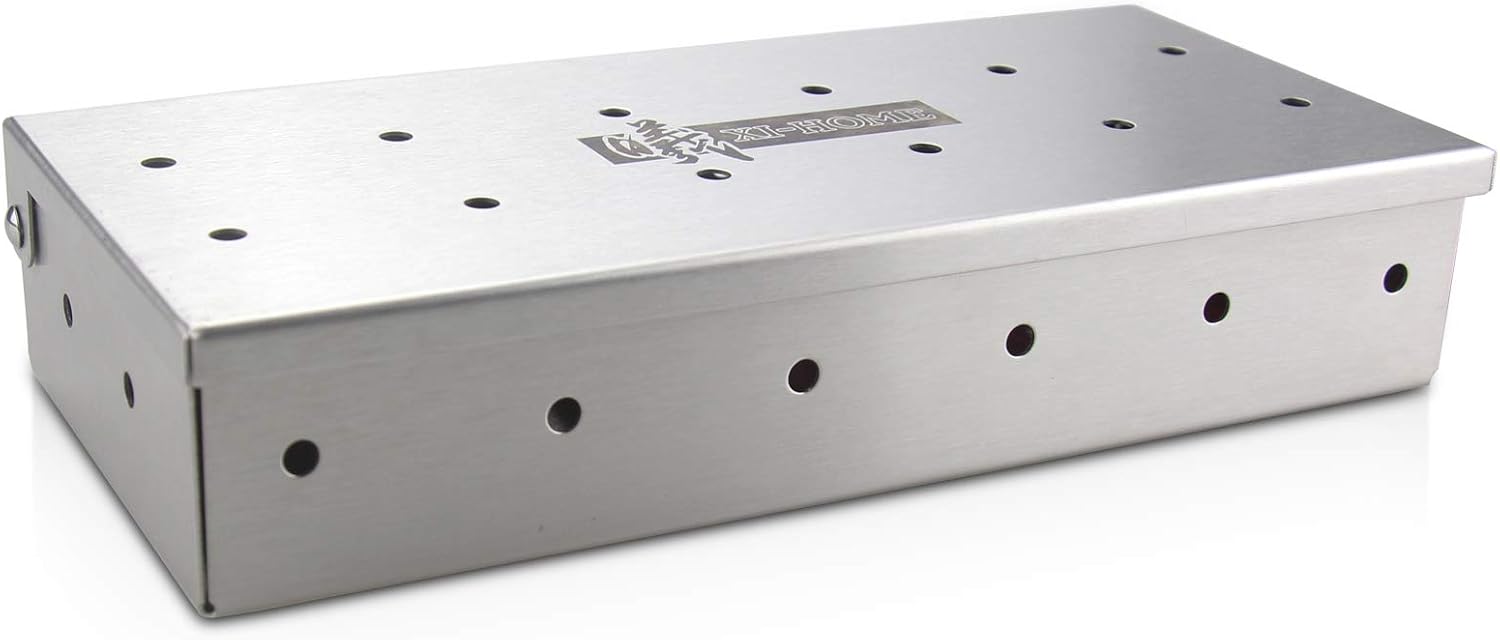Smoker Box, Stainless Steel BBQ Grilling Meat Smokers Box for Wood Chips, Best Barbecue Accessories on Gas Charcoal Grill