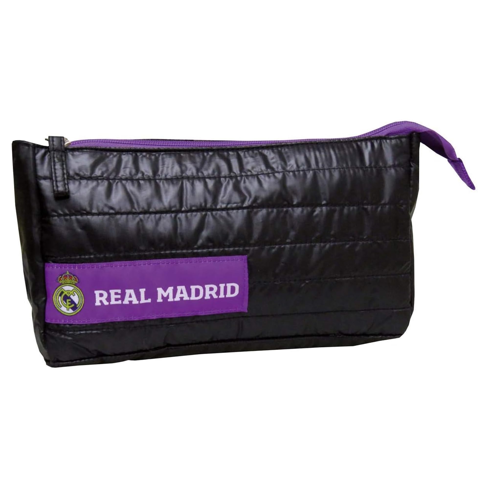 REAL MADRID CF - Estuche Blando Triple Juvenil, Portatodo con Cremallera, Color Negro, Producto Oficial (CyP Brands)