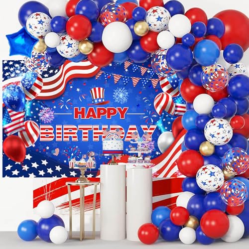 Mocsicka Red White and Blue Birthday Decorations Extra Large 4th of July Banner for Independence Day for Kids Boys Birthday Baby Shower Party Backdrop (Red and Blue, 70.8x43.3 inch) by Mocsicka - Used condition - Image 4