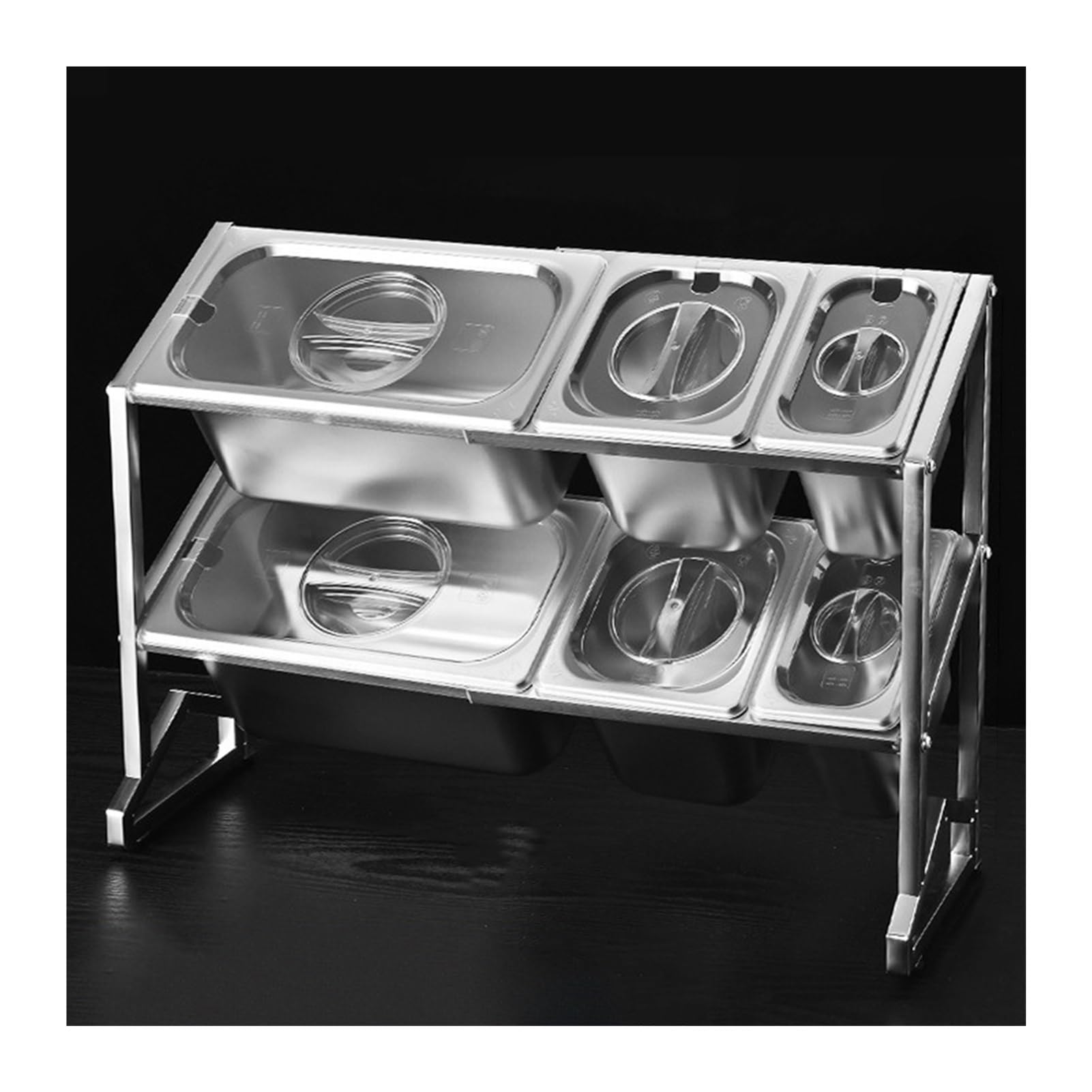 Set di Porta spezie espandibili, Organizer per condimenti, Dispenser per contenitori e spezie, Supporto da banco in Acciaio Inox per cucine e Buffet, Ideale per Salse, insalate, marmellate e
