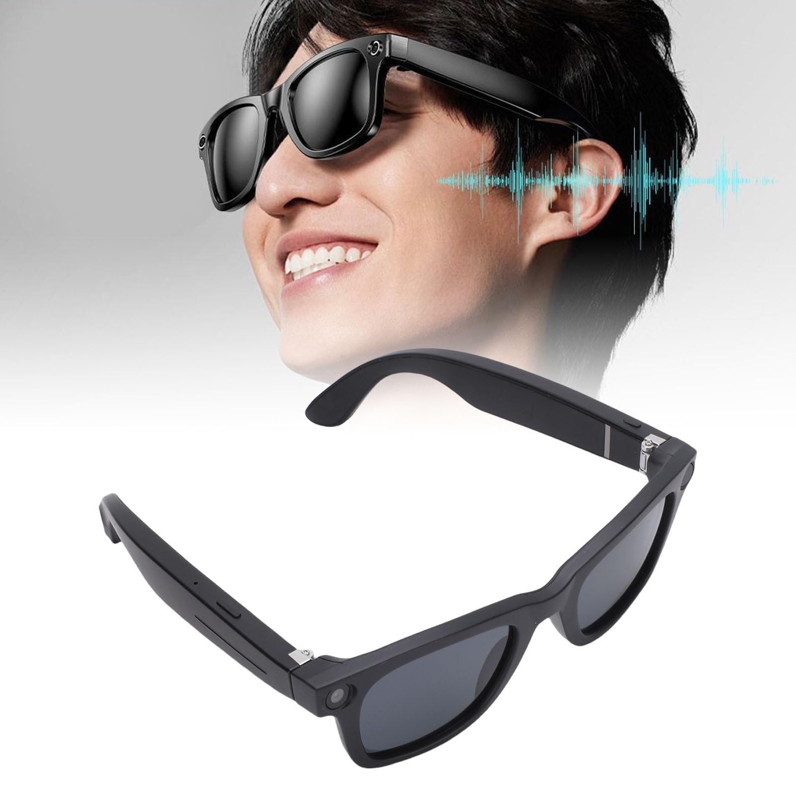 Occhiali da Sole della Fotocamera, Occhiali Intelligenti con Traduttore di Intelligenza Artificiale, Altoparlante Musicale Bluetooth, Riconoscimento delle Immagini AI