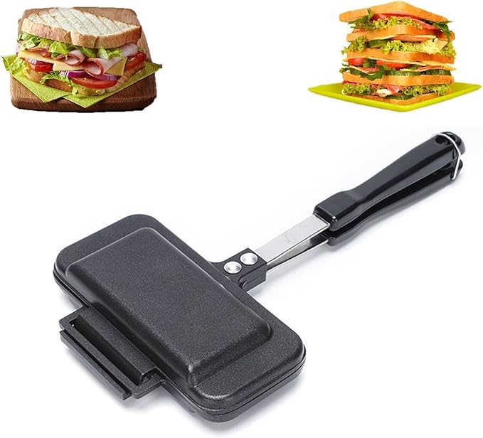 Doublesided Sandwich Pan，4w1h Sandwich Maker Hot Dog Press