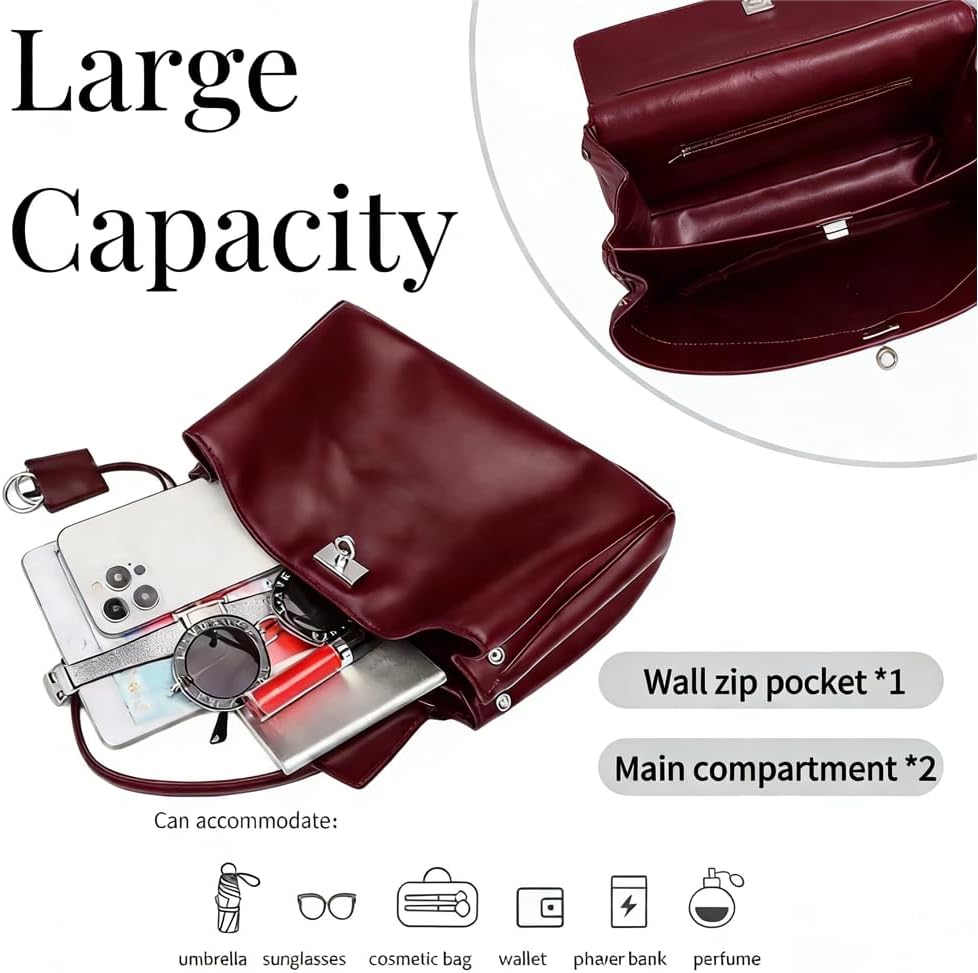Genuine Leather Tote for Women, Soft Leather Shoulder Bag Large Top Handle Satchel Purse for Ladies Travel Work