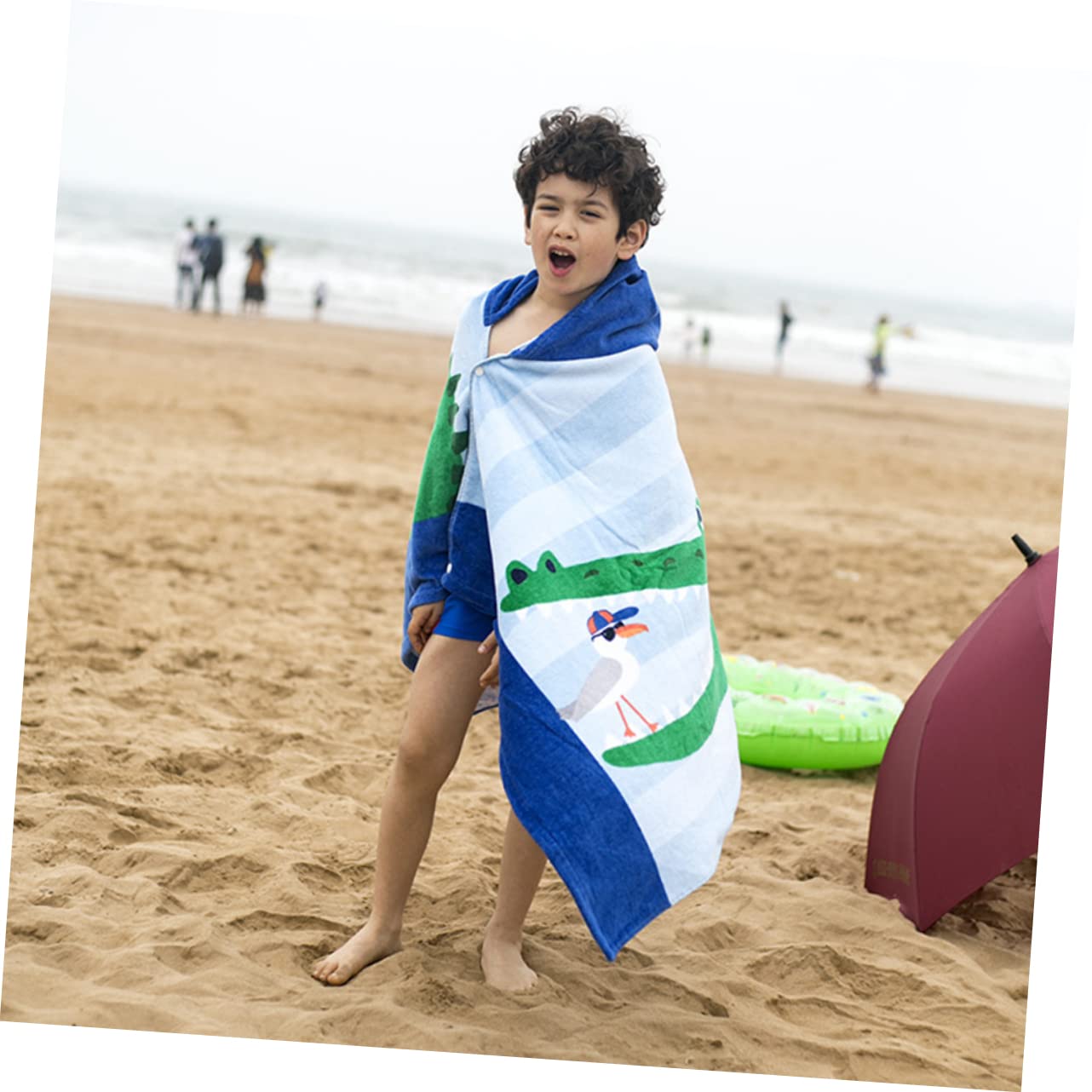 Veemoon Kapuzenhandtuch für Kinder aus Baumwolle, Groß, mit Kapuze | Strandponcho für Zuhause und Strand, Hautfreundlich und Schnelltrocknend, mit Cartoon Grafiken