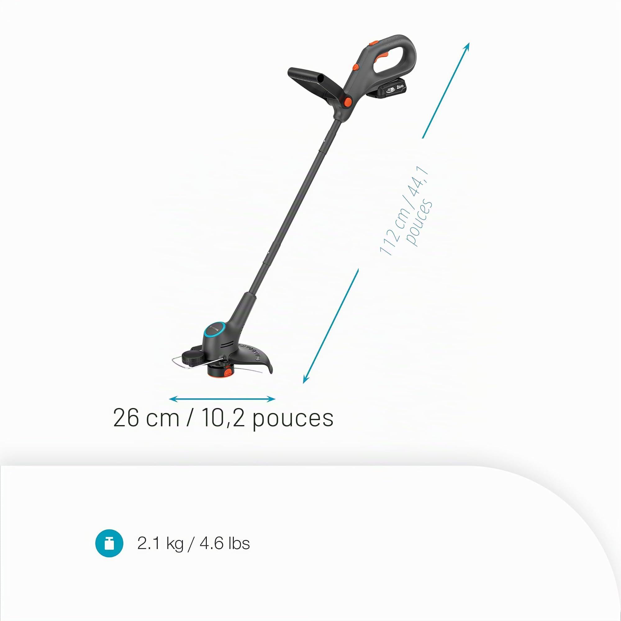 Gardena Coupe-Bordures sur Batterie EasyTrim 25/18V P4A - Kit prêt à l’Emploi: Léger, Mode Coupe et Bordures, Télescopique, Ergonomique, sans Fil (14704-20)