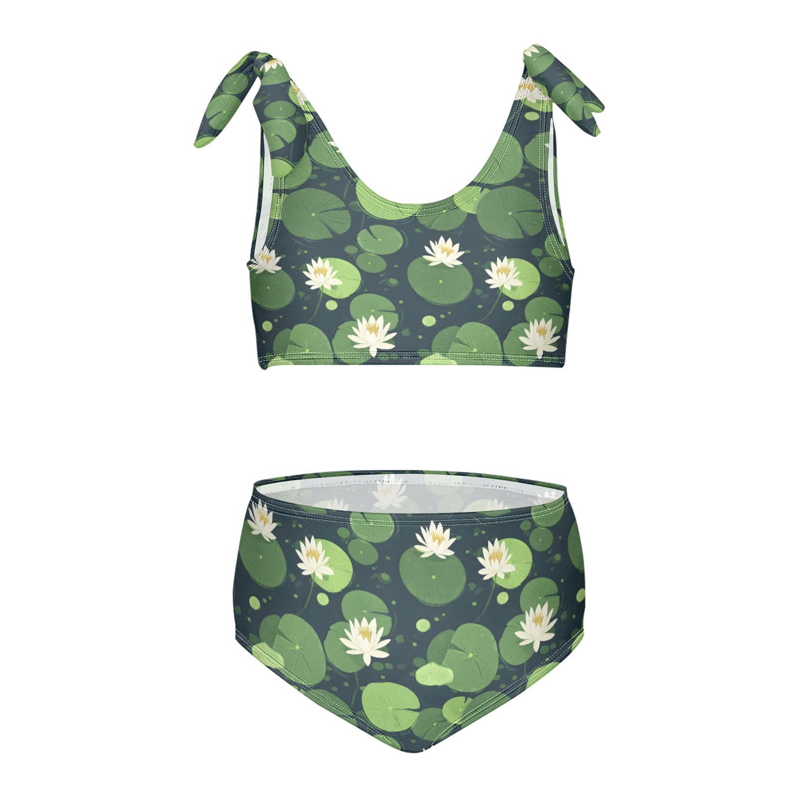 White Lotus Girls Tankini Swim Set, Two Piece Swimsuits Summer Bikini Swimwear Set for Girls, 3T