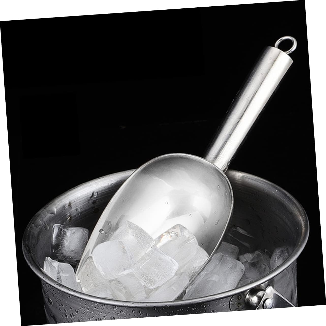 IMIKEYA Stainless Steel Ice Cube Shovel Clip 2-Piece Set Heavy Duty Ice Scoop Tongs for Kitchen and Bar Use Dishwasher Safe for Parties and Events
