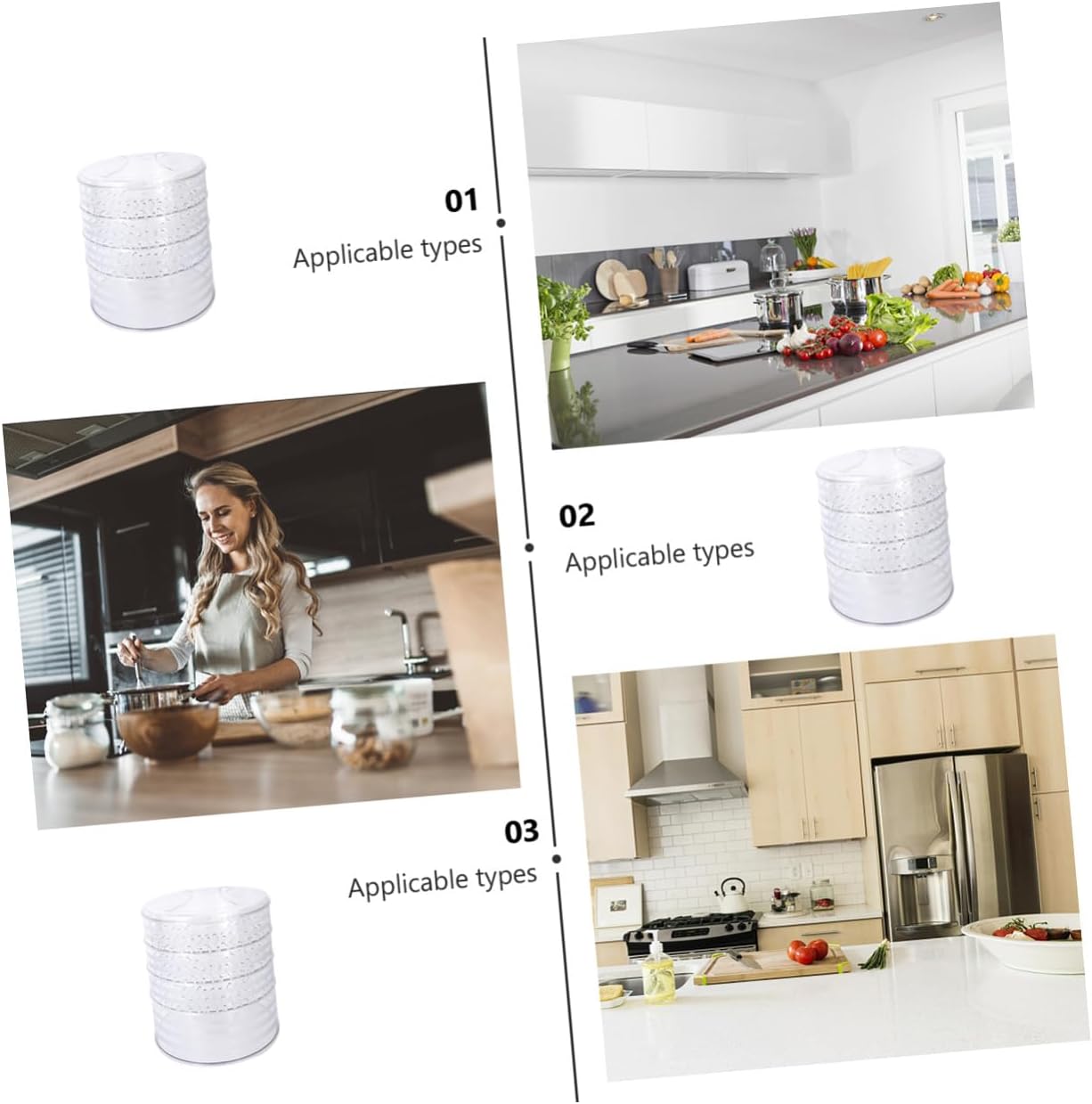 Multi-layer Food Cover Set 5pcs (3 Low + 1 High + 1 Lid) Plastic Insulated Food Tent for Home Kitchen and Leftover Storage