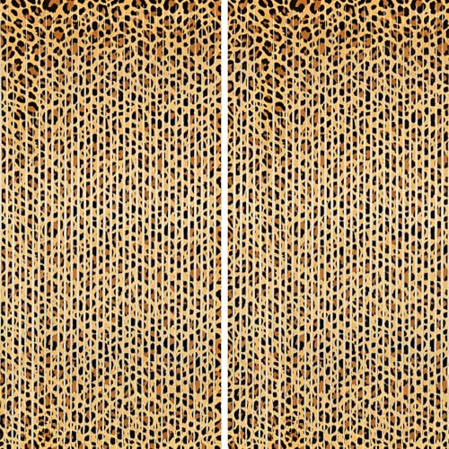 Image of 2 Packs Cheetah Prin Foil Fringe Curtain, Leopard Print Glitter Metallic Tinsel Backdrop for Birthday, Baby Shower, Jungle Safari Bachelorette Photo Booth Props Animal Party Decorations Favor Supplies