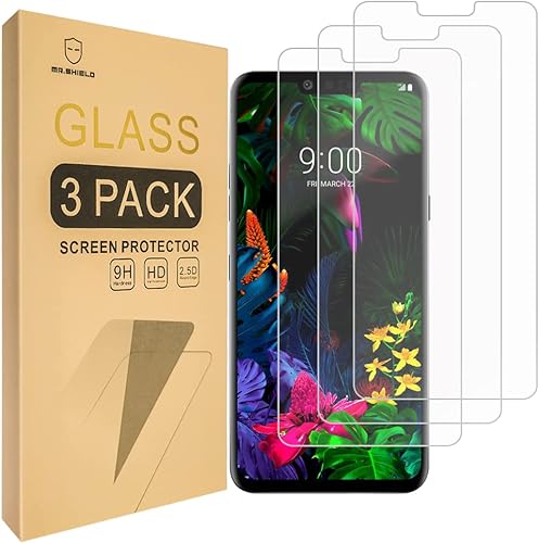 Mr.Shield Paquete de 3 Protector de pantalla diseñado para LG G8 ThinQ vidrio templado vidrio japonés con dureza 9H con reemplazo de por vida