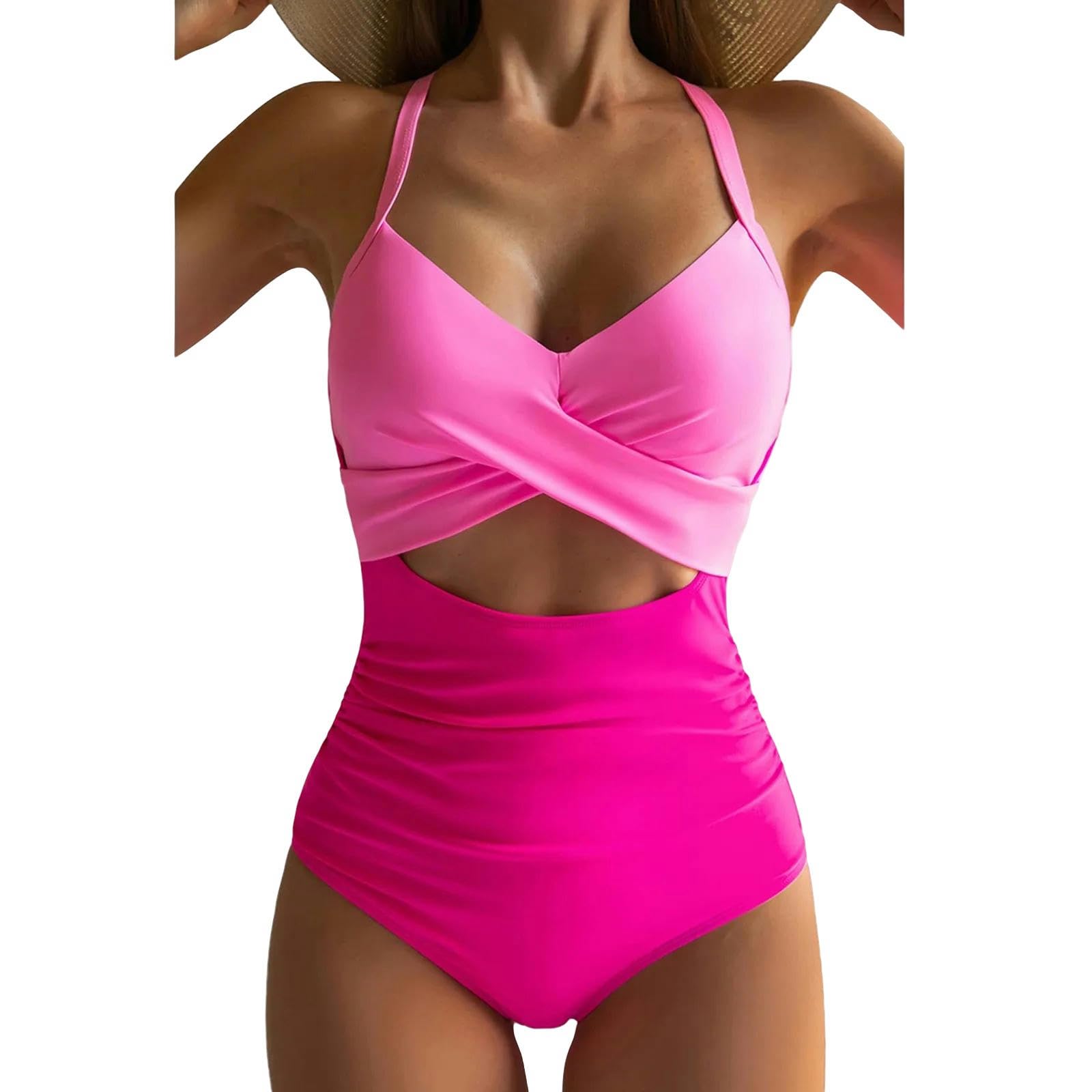 Imbottito Halter Swimwear Costume da Bagno in Bikini A Croce Vuota Colorato Femminile (con Cuscinetto per Il Torace Senza Reggiseno in Acciaio)