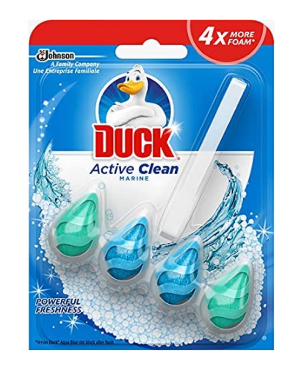 Duck Active Clean Toilet Rim Block, Foaming Toilet Bowl Cleaner, Long-lasting Fragrance, Marine, Pack of 8 (8 x 38.6g)