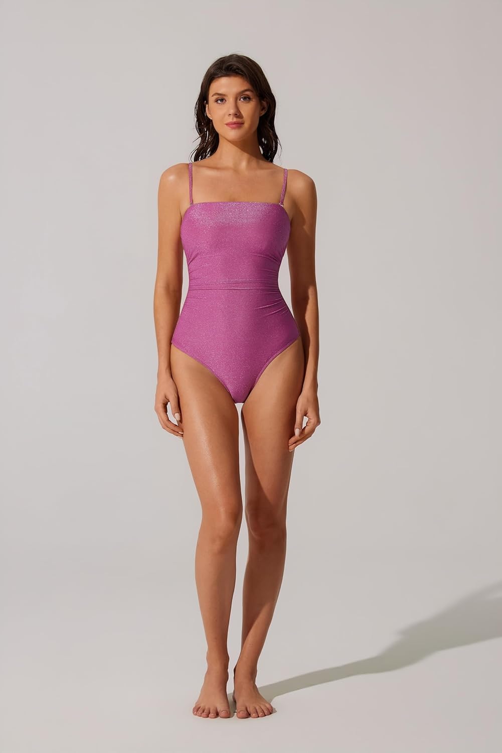 RXRXCOCO Women Tummy Control One Piece Swimsuits Ruched Strapless Bathing Suits Slimming Swimwear