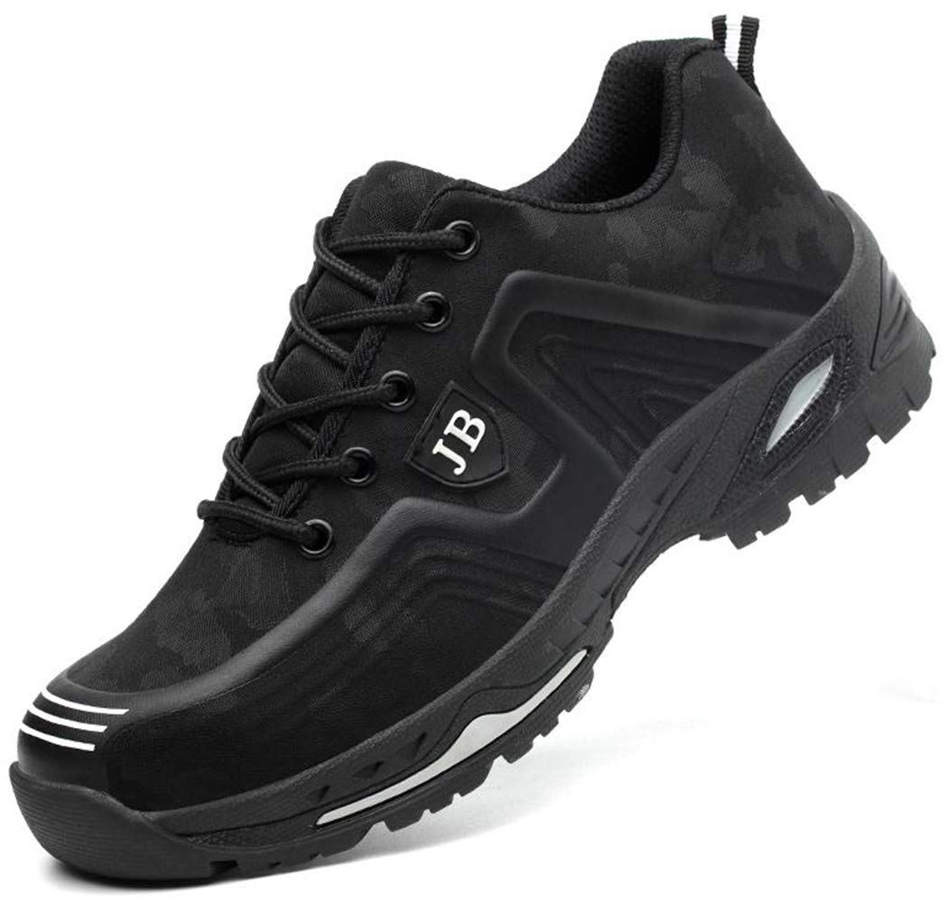 CanKun Men Light Breathable Deodorant Safety Work Shoes Steel Toe Anti-Puncture Safety Shoes Kevlar Midsole Protective Sneakers,Black,47