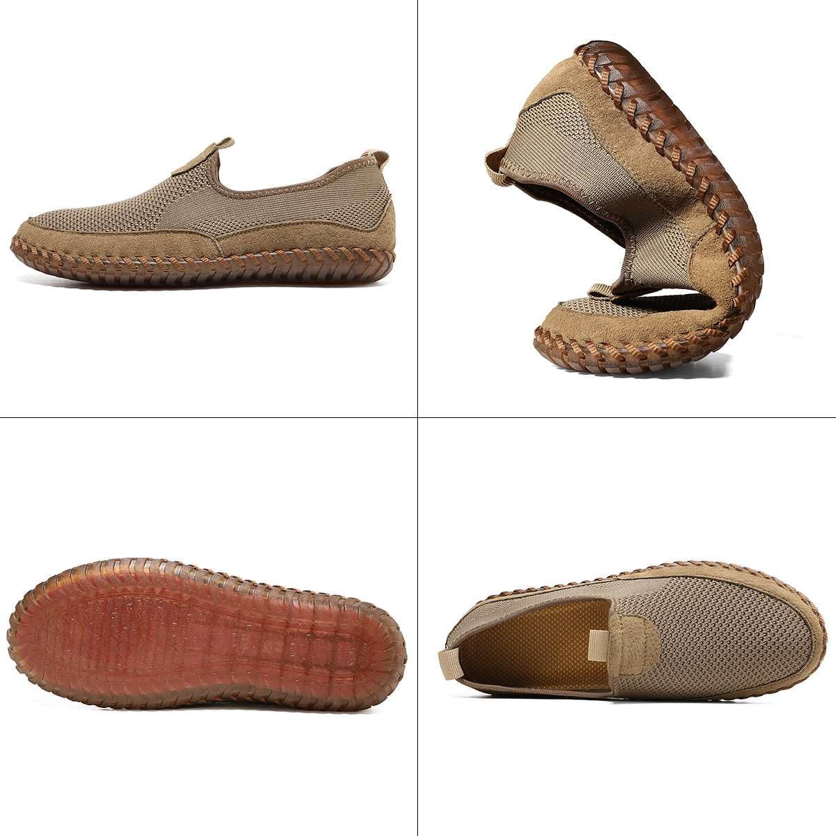 Men's Genuine Leather Loafer Shoes Slip On Soft Walking Shoes Perforated Driving Shoes - Image 4