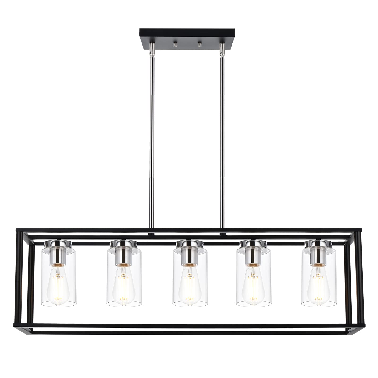 VINLUZ Farmhouse Kitchen Island Lighting Fixture,5 Light Black and ...