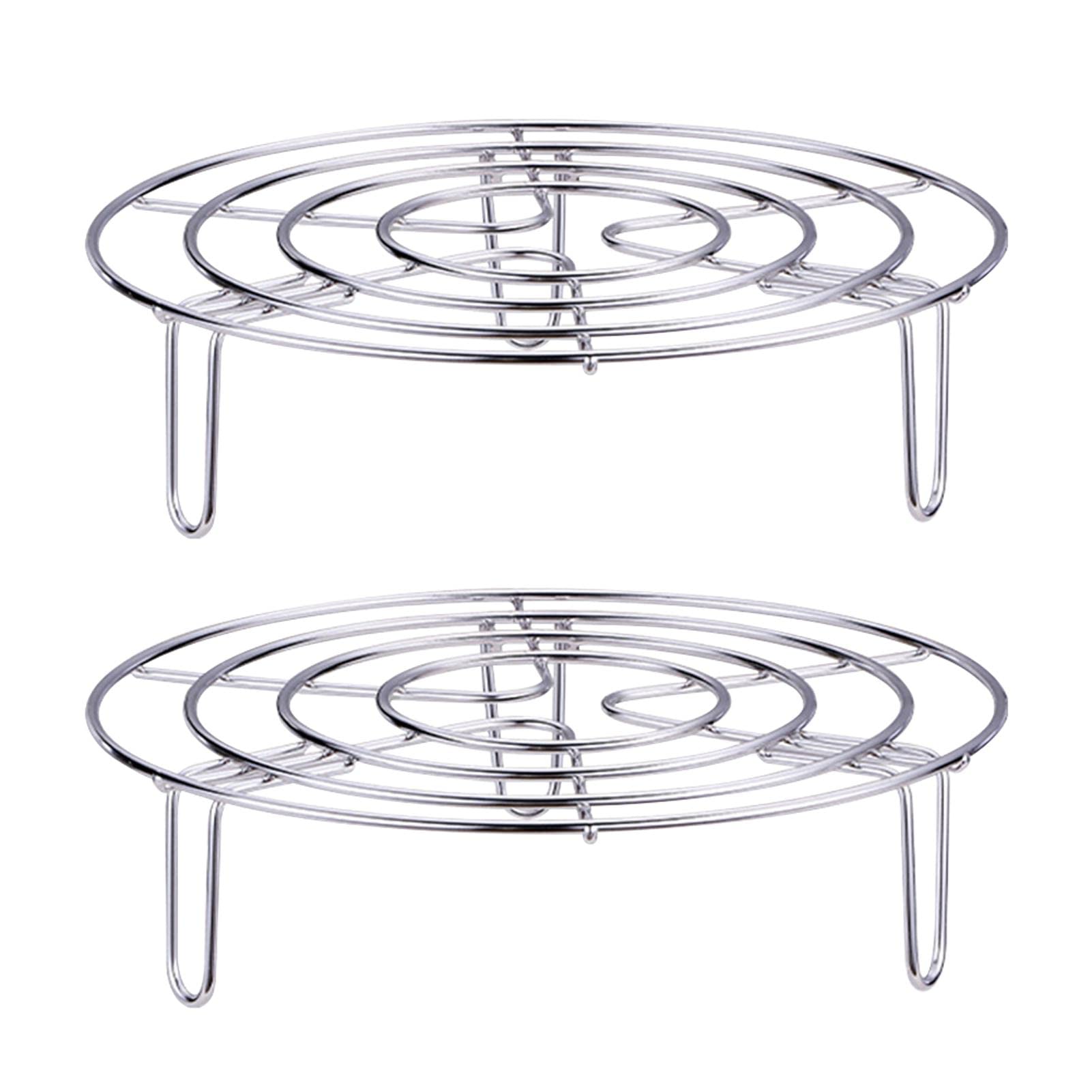 2Pcs Steam Rack, Heavy Duty Steaming Rack Stand, Stainless Steel Round Steamer Cooling Rack Trivet, Pot Steamer Insert Food Stand, Steaming Cookware Accessories(Size:19.5cm/7.68in)