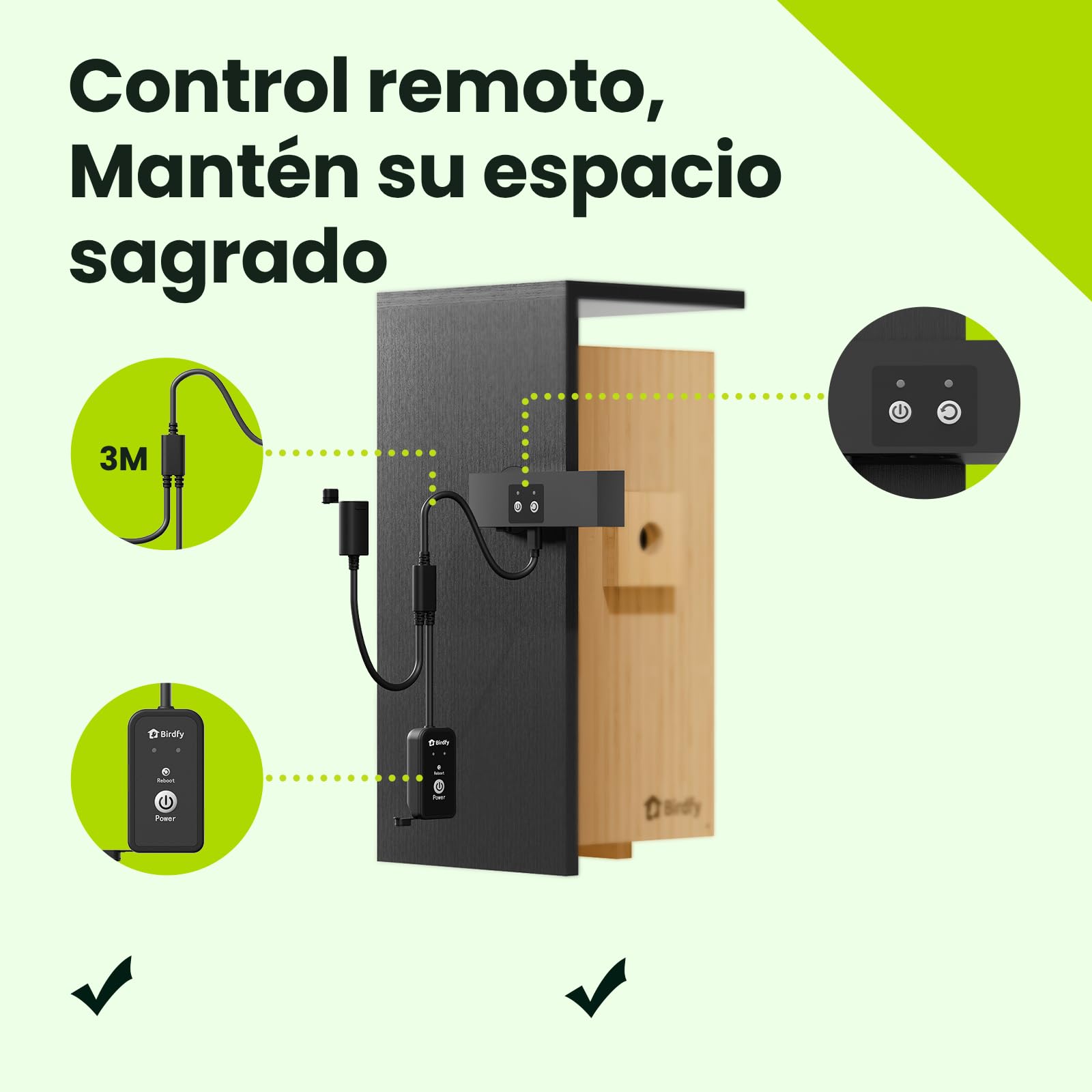 Birdfy Smart Casa para Pájaros con Doble Cámara 1080P, Nido de Bambú con Cámara y Visión Nocturna, Observación en Vivo, IA Análisis de Comportamiento, Notificaciones, Grabaciones Automáticas