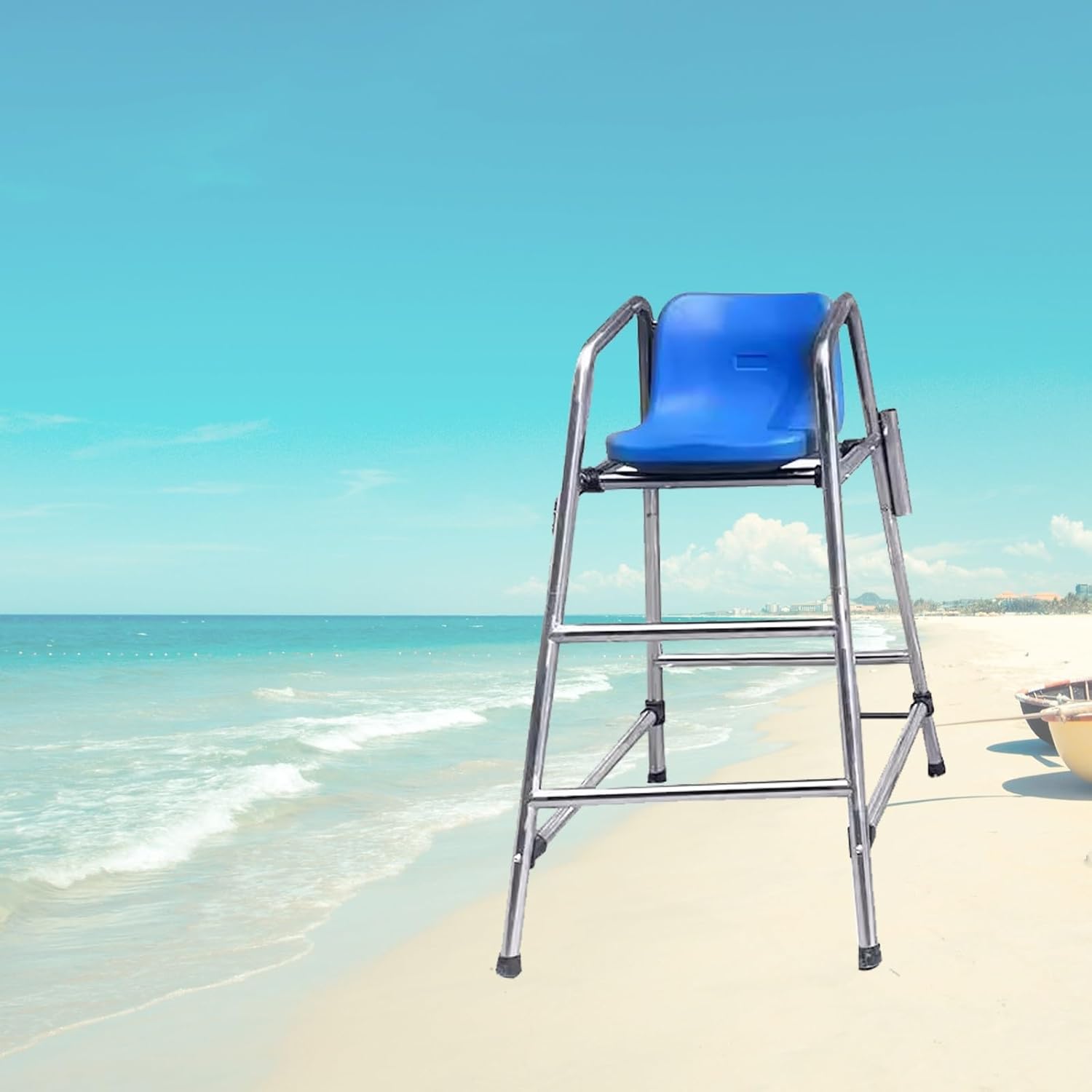 Tall Lifeguard Chairs,Swimming Pool Lifeguard Chairs Stainless Steel - Tall Lifeguard/Deck Chairs Outdoor Loads 300kg/660lbs - Pool Barstools with Comfortable Seat for Lake Beach(H 180cm+Se