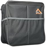 InsideSmarts Car Garbage Can. LiquiSHIELD WaterProof Storage Organizer & Trash Bag: 3 Side Pockets for Toys, Snacks, Cans, Drinks. (Gray)