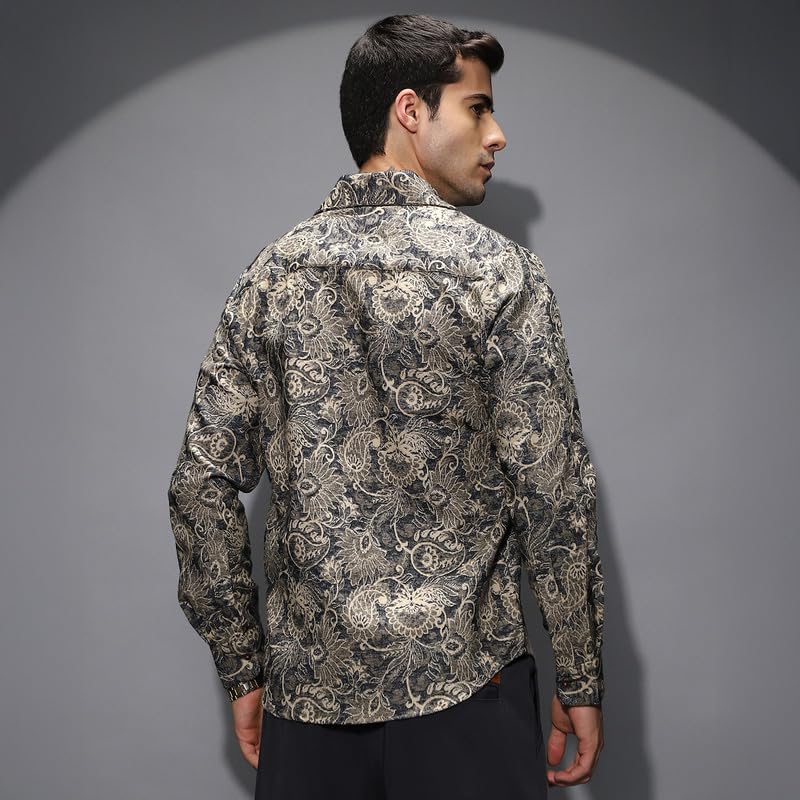 Image of CAHOOT Men's Shirt for Casual Wear | Spread Collar | Long Cuffed Sleeves | Button Closure | Shirt Shirt Crafted with Comfort Fit for Everyday Wear