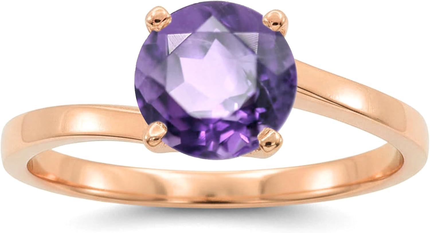 1.25 CT. Round Cut Amethyst Bypass Solitaire Ring For Women, 925 Strling Silver February Birthstone Twisted Bridal Engageament Ring