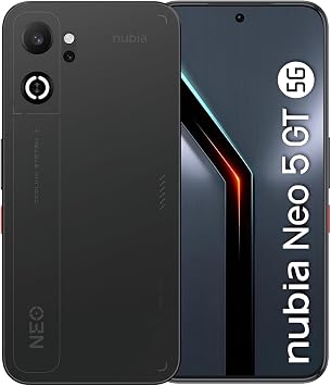 ZTE nubia Neo 5 GT 5G, AI Gaming Smartphone, 8GB+256GB, Side Triggers, Built-in Physical Fan, 6.8" 1.5K 144Hz AMOLED Display, 6210mAh Dual Cell, Android 16, Black Obsidian Black [Energy Class A]