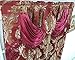 GOHD Luxe Love. Jacquard Window Curtain Panel Drape with Attached Fancy Valance. 2pcs Set. (Wine, 54