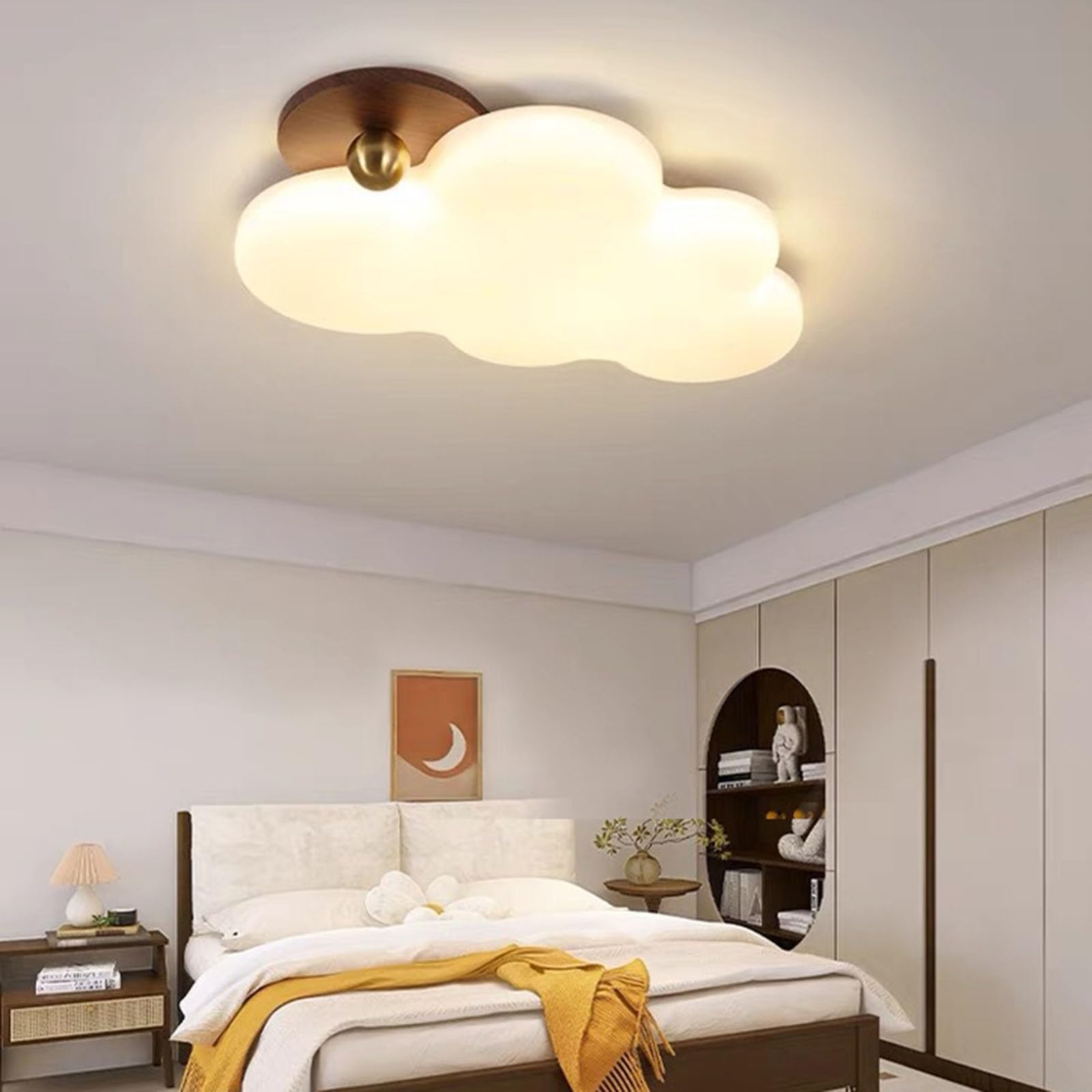 Plafonnier LED grain de bois spectre complet pour éclairage chambre doux
