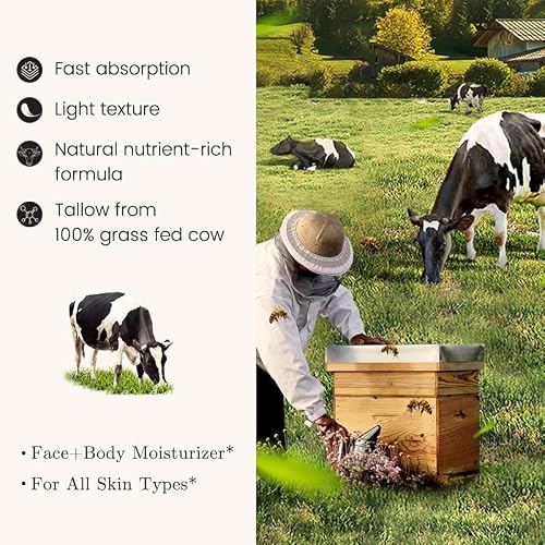 lymznus 100% Grass Fed Beef Tallow for Skin, Tallow and Honey Balm, Beef Tallow for Face and Body, Fast Absorption Tallow Cream, Natural Moisturizer Hydrates, Deeply Nourish the Skin 4 Oz — view 6