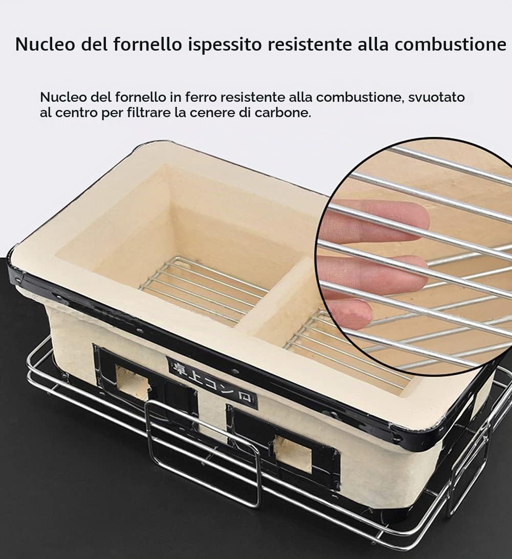 Barbecue A Carbonella, Rettangolare Giapponese Griglia in Ceramica Di Argilla Ripiano Del Tavolo Carbone Yakiniku Grill Hibachi Cooker Fornello A Carbone Per All'aperto, Interno, Beige