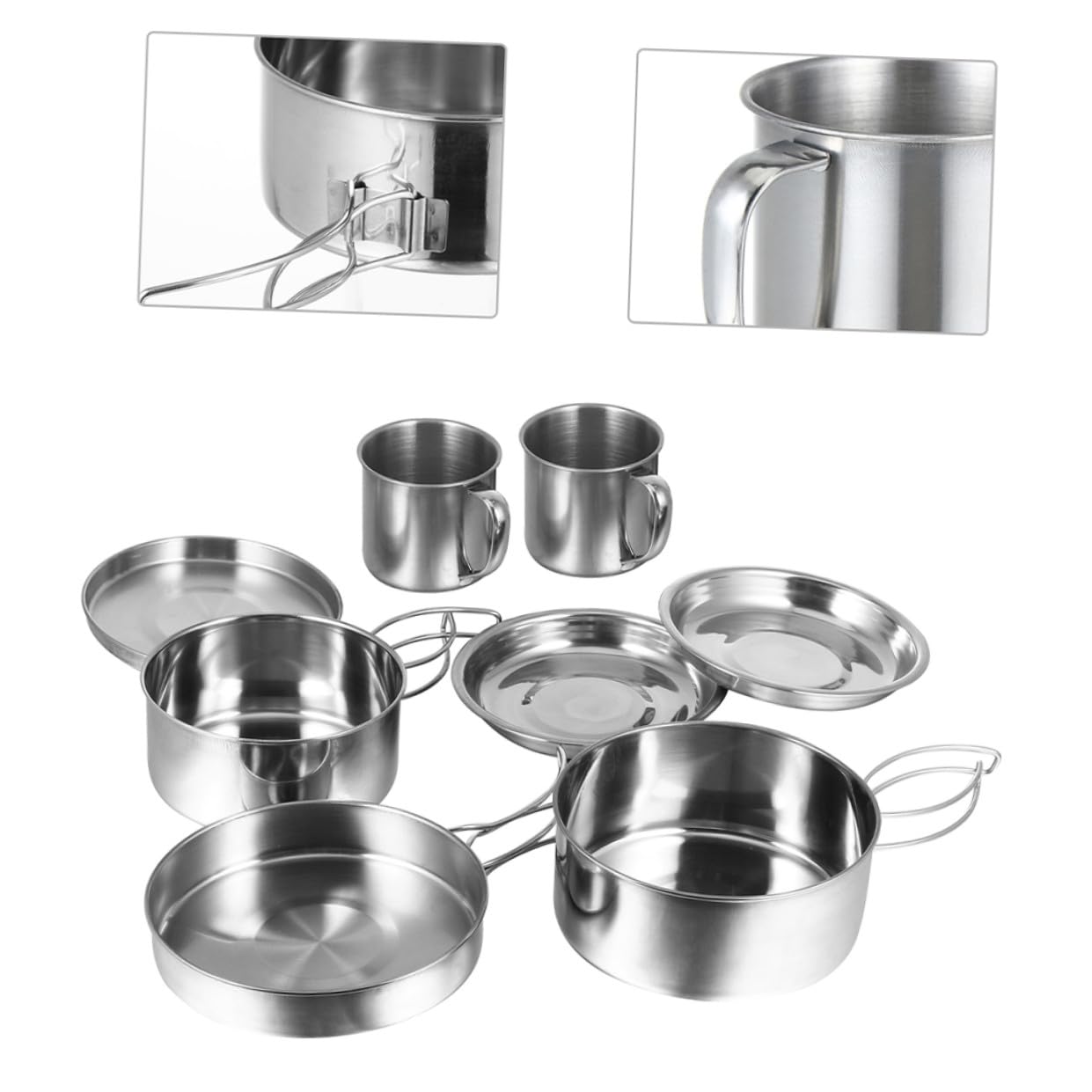 Kit de Casseroles Camping INOX Portable pour Personnes Ustensiles pour Randonnée Pique- et Barbecue Plein Air