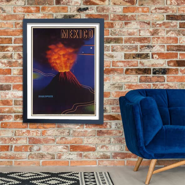 Poster Mexique Volcan Paricutin affiche encadrée petit format papier mat - 2