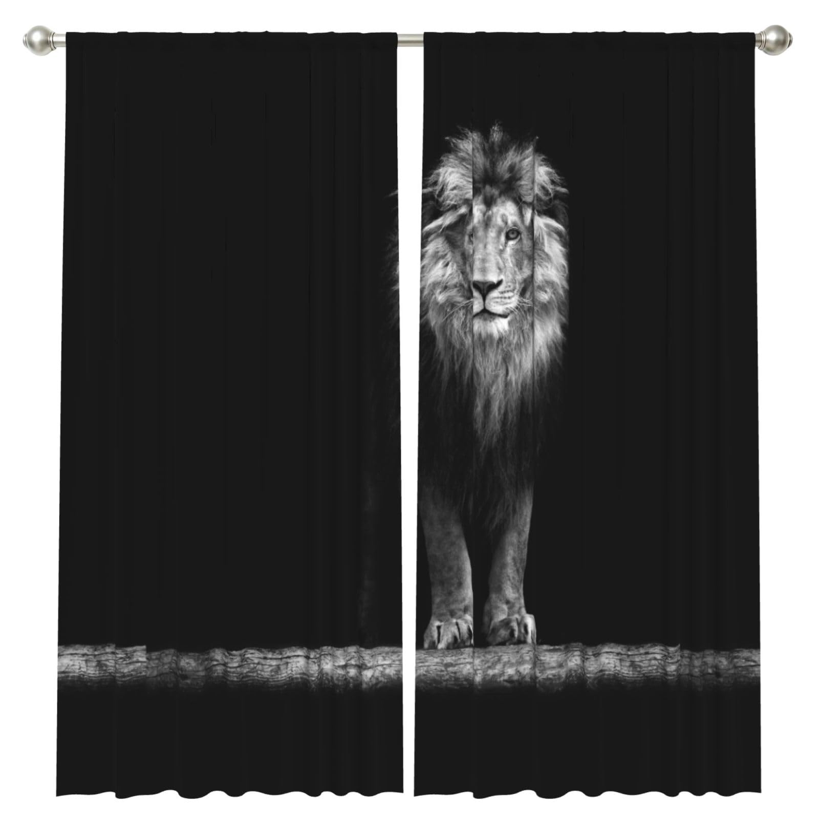 InOmak Beautiful Lion Print, 2 Panels Window Curtains 52 x 84 Inch Blackout Curtains for Living Room Bedroom