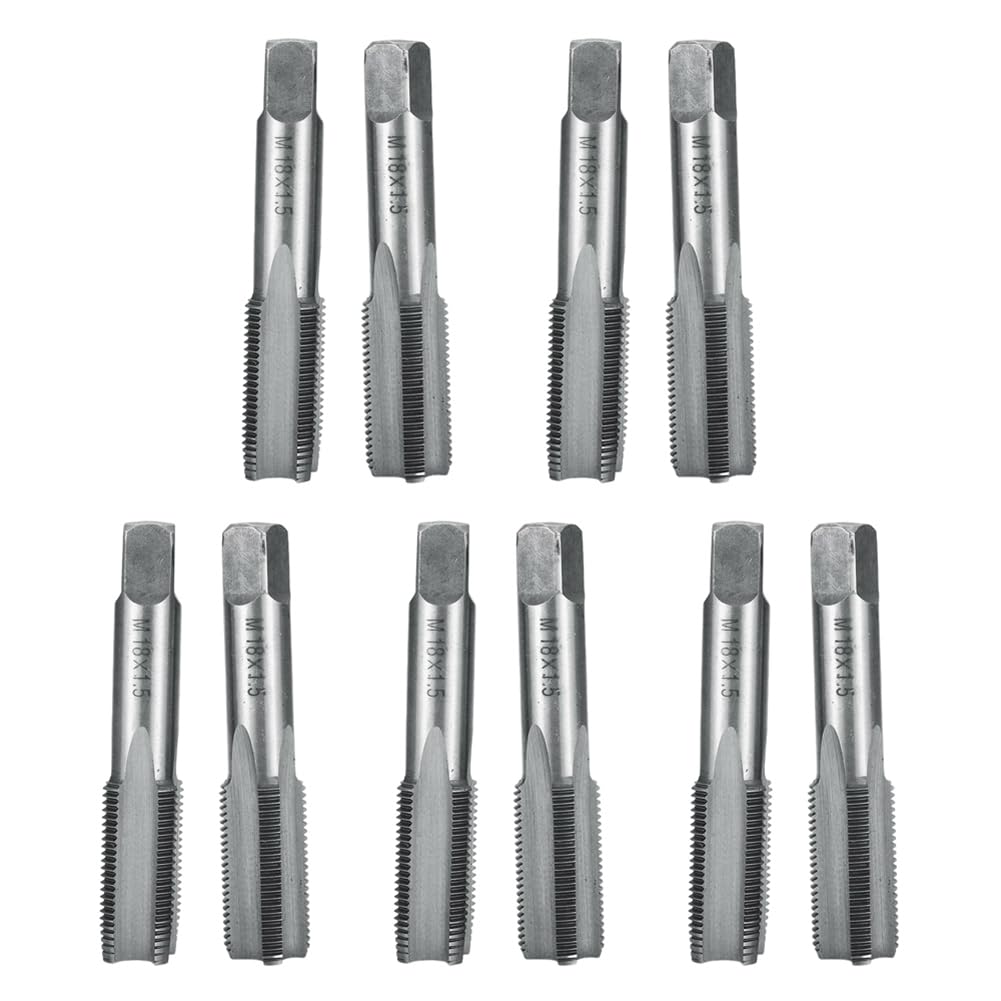 Jnchdghwa As Shown Straight Fluted Fine Thread Right Taps 5 Pair Metric Hand Tap Drill Thread Forming Machine Bits M18x 1.5