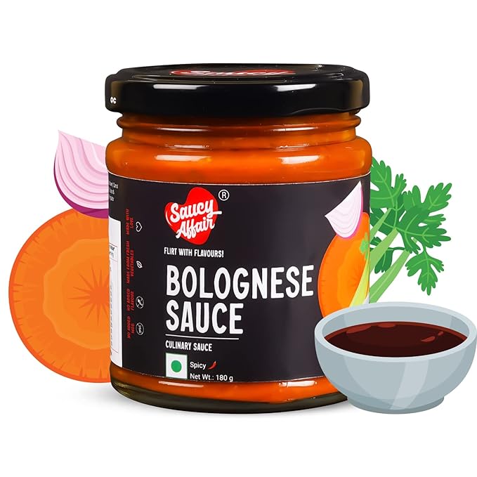 Bolognese Tomato Sauce for Pizza Pasta Sandwich & Salads - 180g | Farm Fresh Natural Ingredients | Ready to Eat Multipurpose Spicy Sauces and Spreads (Pack of 1)
