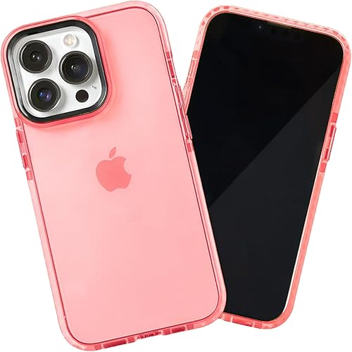 SteepLab Funda Protectora para iPhone 13 Pro, protección de 360 grados que absorbe impactos con borde elevado y colores llamativos (rosa melocotón