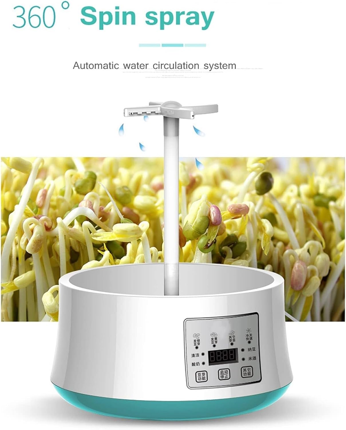 Automatic Bean Sprout Machine, 3-Layer Constant Temperature Large Capacity Seed Germination kit with Digital Display and Thickened Double Laminate Design, for Making natto, Rice Wine, Any Seeds