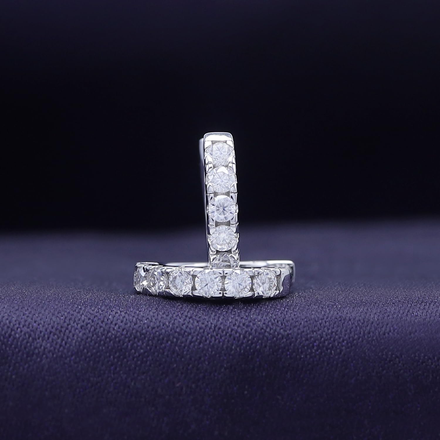 Huggie Hoop Earrings for Women with Round Lab Created Moissanite Dainty Cartilage Earrings in 18K Gold Plated Jewelry