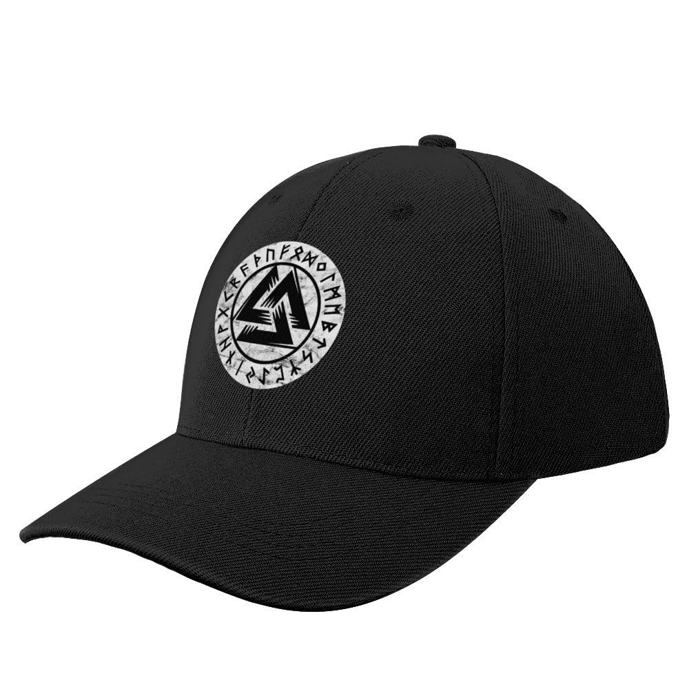 Nibaba Women's Black Ancient Scandinavian Viking Valknut Runes Baseball Cap Men's Sport Caps Summer Hat Adjustable Baseball, One Size
