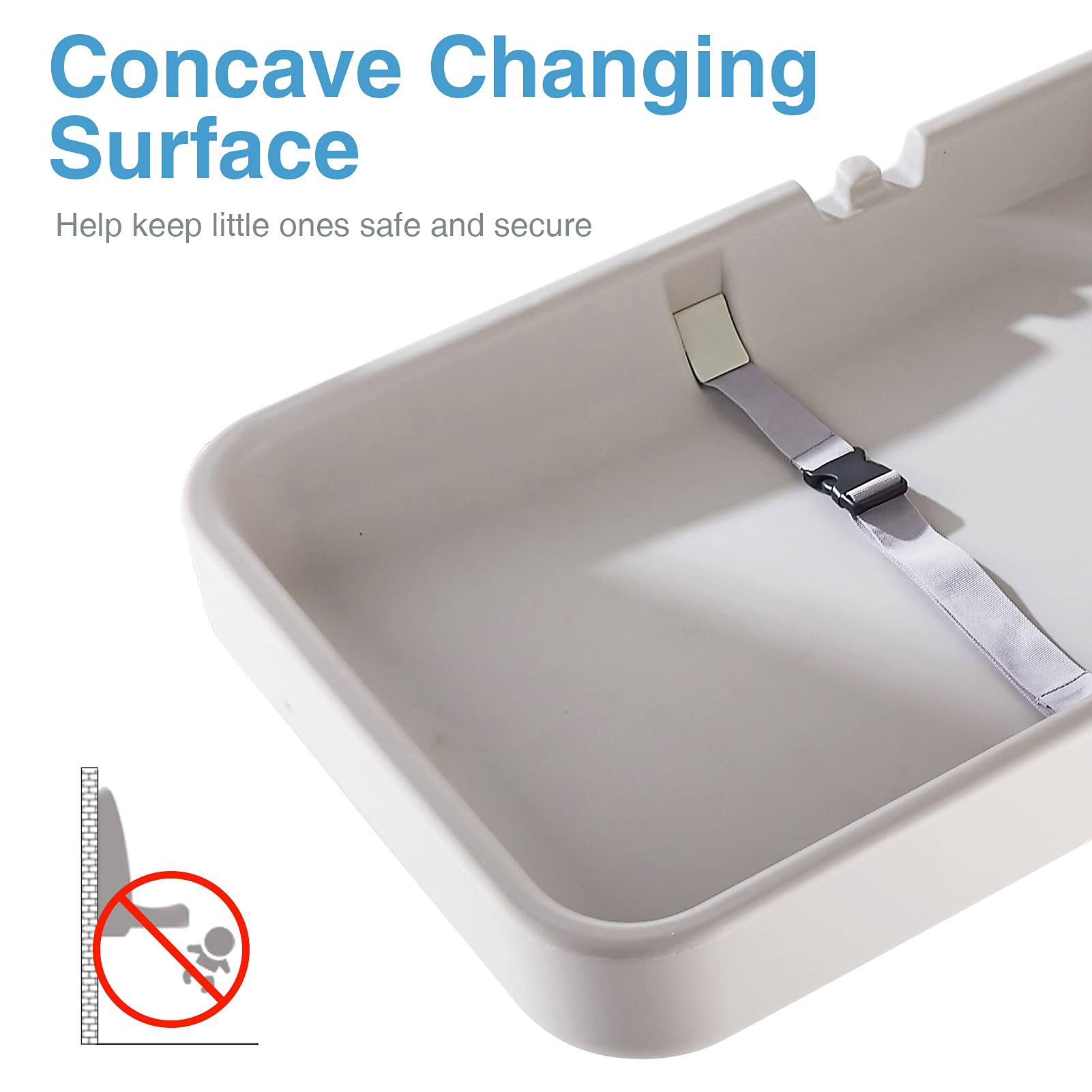 Table à Langer pour Bébé Murale, Unité de Changement de Bébé, Station de Changement de Bébé Avec Sangle de Sécurité Table à Langer pour Nourrissons pour Toilettes Commerciales